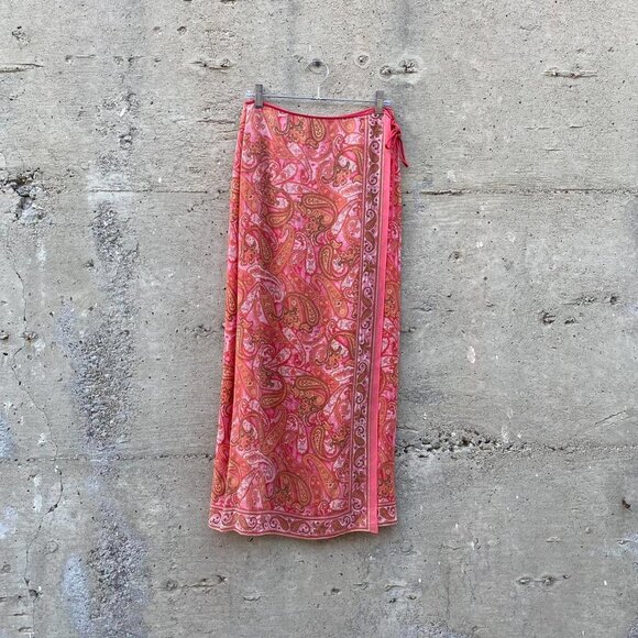 Dresses & Skirts - vintage boho silk paisley maxi wrap skirt